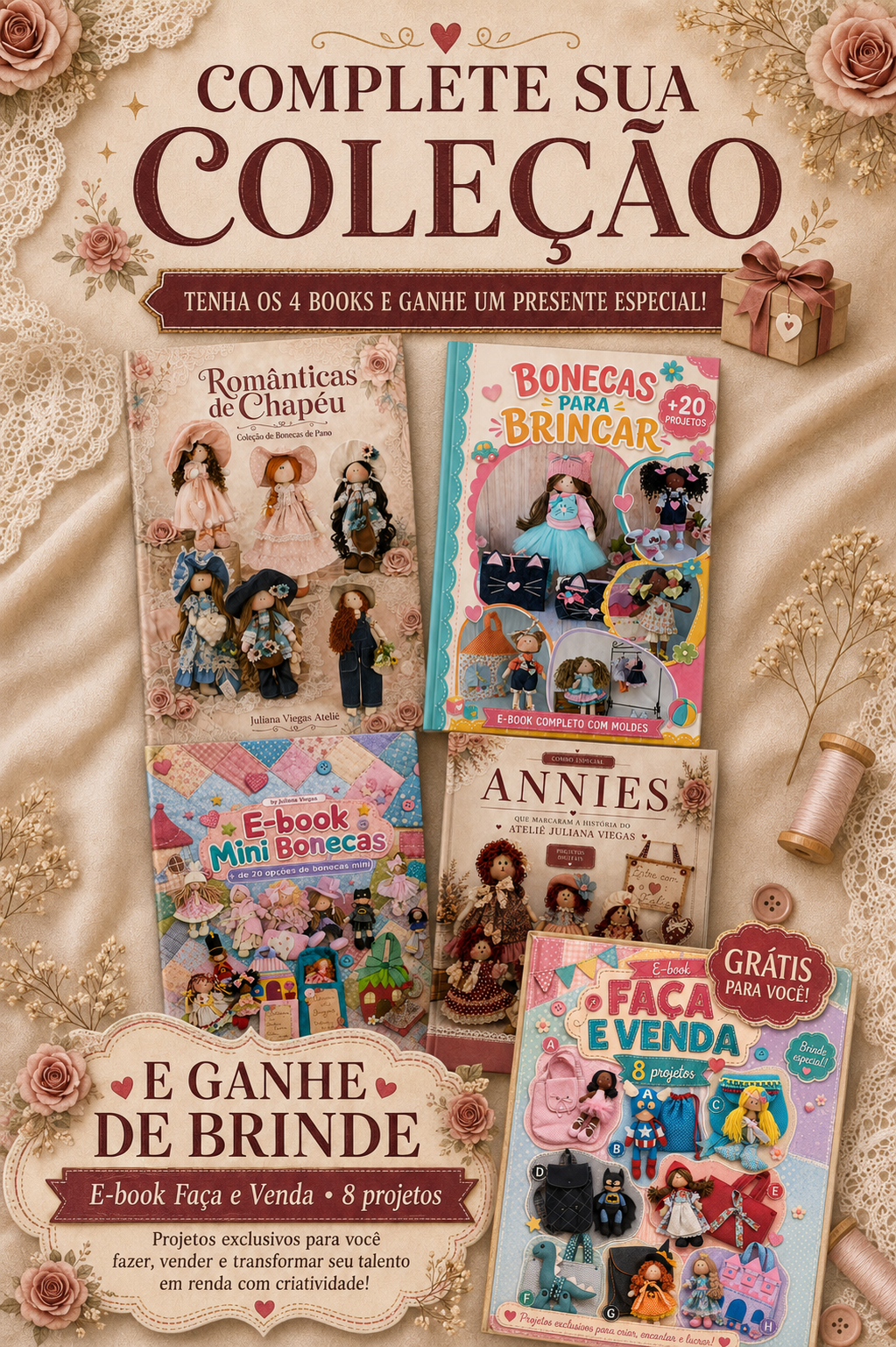 COMBO 4 BOOKS - COMEÇE POR AQUI (ANNIES, ROMÂNTICAS, MINIS E BONECAS PARA BRINCAR)