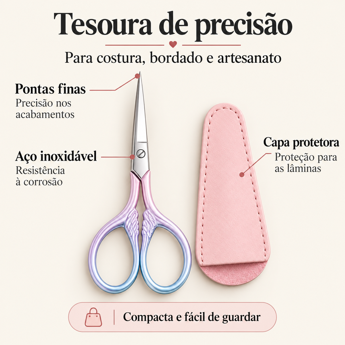 Tesoura de Precisão Mini - Capa Protetora