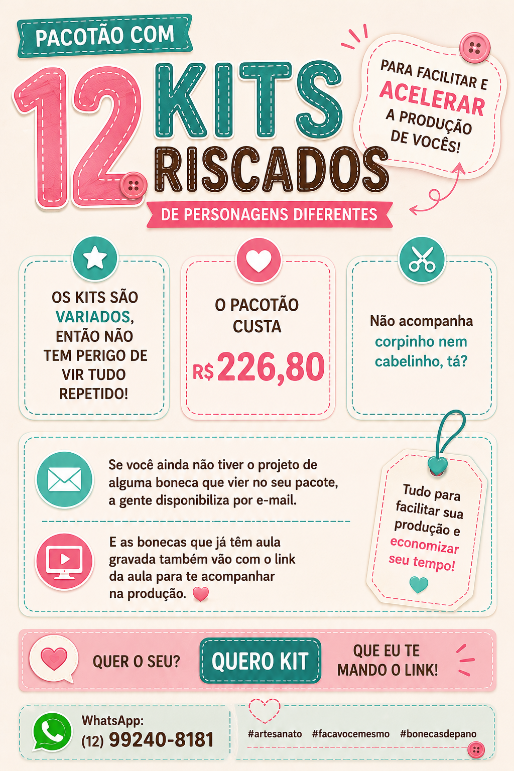 12 kits riscados variados