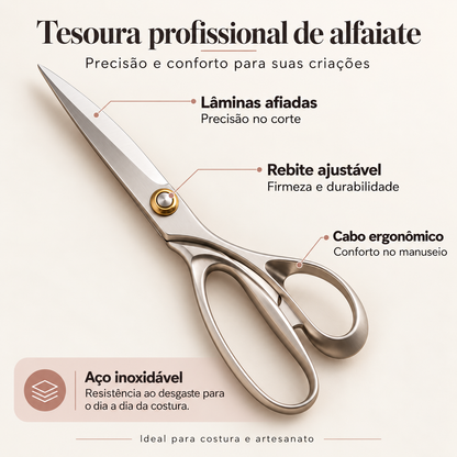 Tesoura Profissional de Alfaiate - Champagne - 26,5 cm
